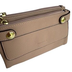 Mia & Luca Faux Leather Wallet Organizer Pale Pink Cream Clutch Purse Cards EUC